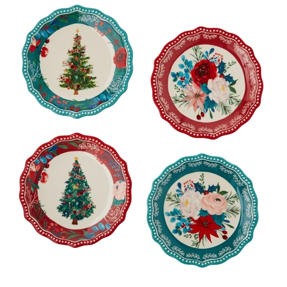 2022 New Pioneer Woman Wishful Winter Christmas Appetizer Plates - Picture 1 of 4